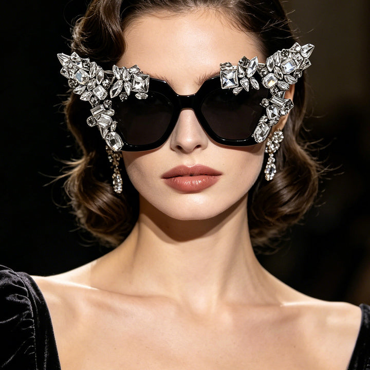 Ladies glamorous cat-eye sunglasses with extravagant crystal embellishments Stornfield