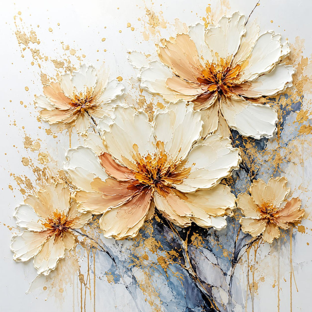 Elegant Floral Textured Canvas Art