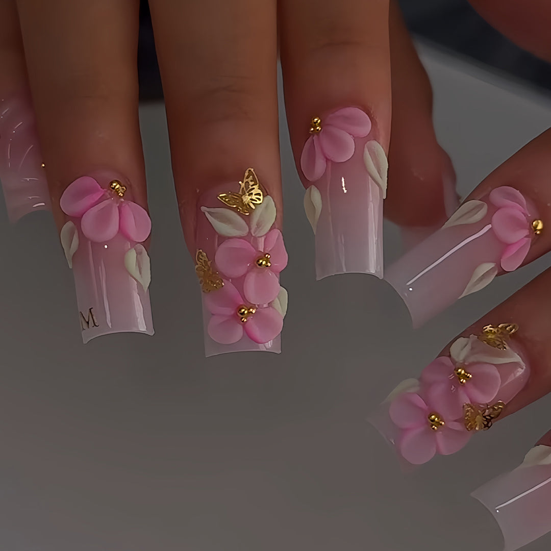 3D Floral Design Press-On Nail Set Stornfield