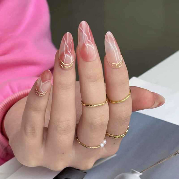 Premium Marble Effect Press-On Nail Set Stornfield