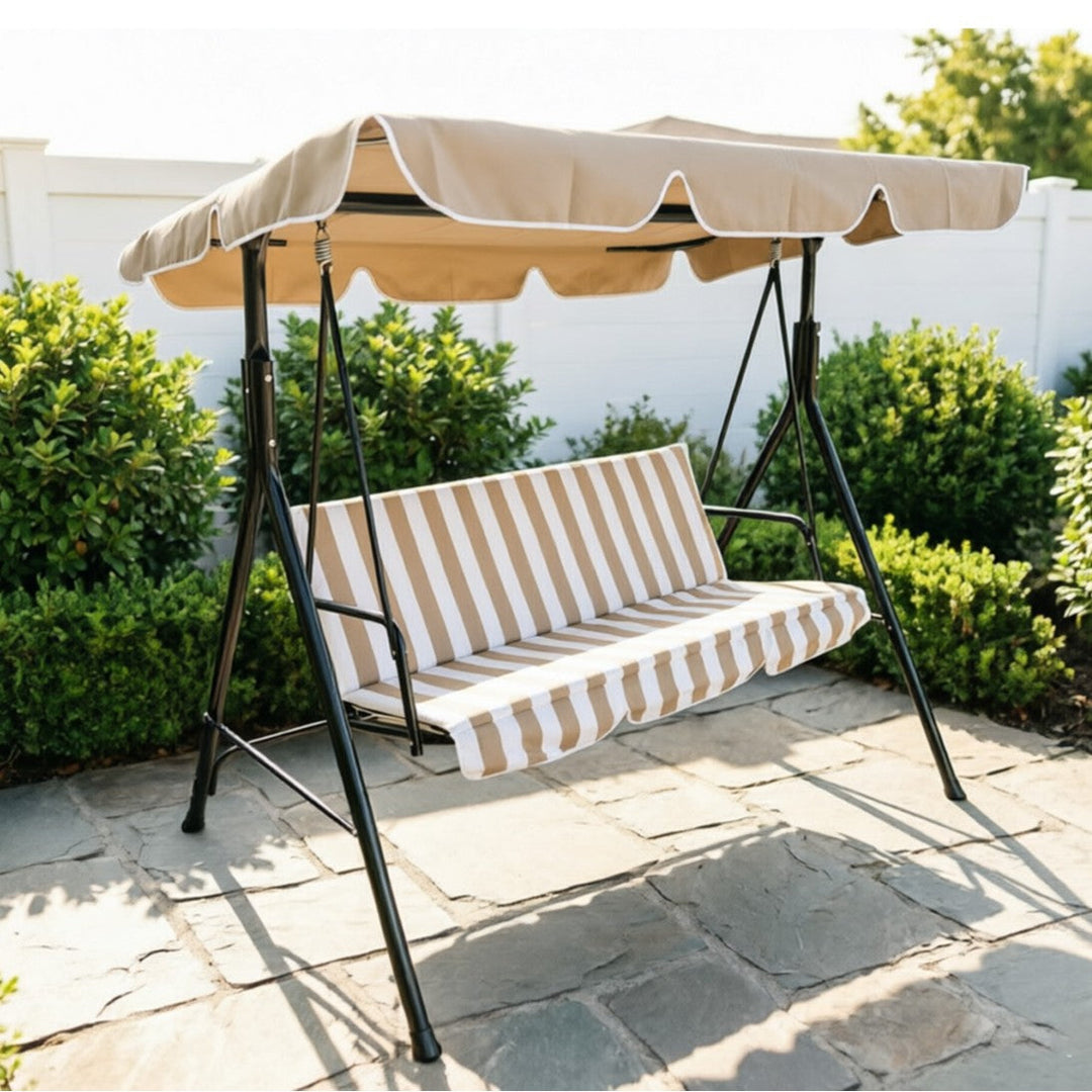 Roomy outdoor canopy swing bench with adjustable canopy Stornfield