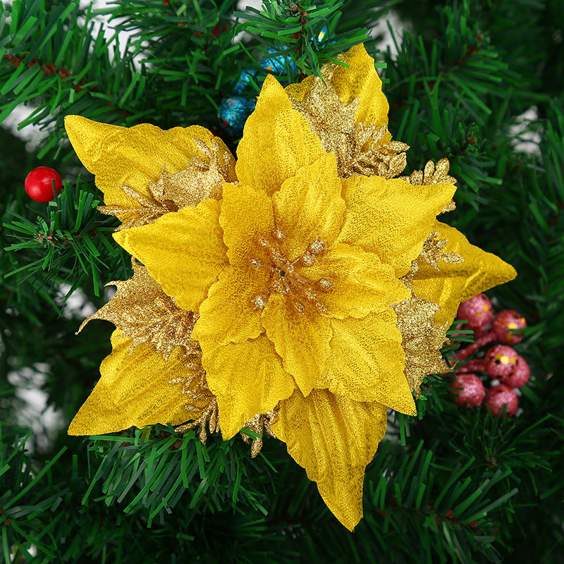 Decorative Glittering Poinsettia Flower Ornament Stornfield