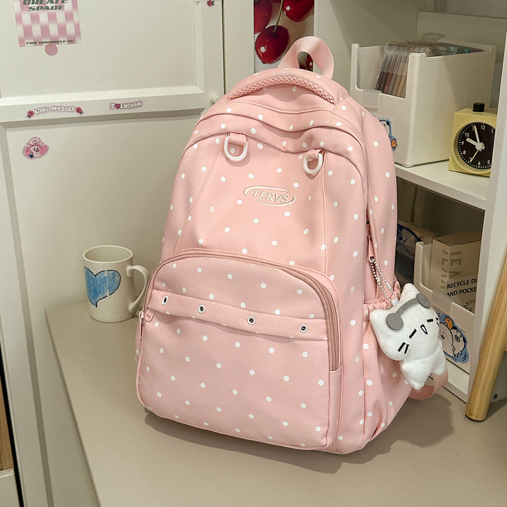 Polka Dot Print Backpack with Accessories Stornfield