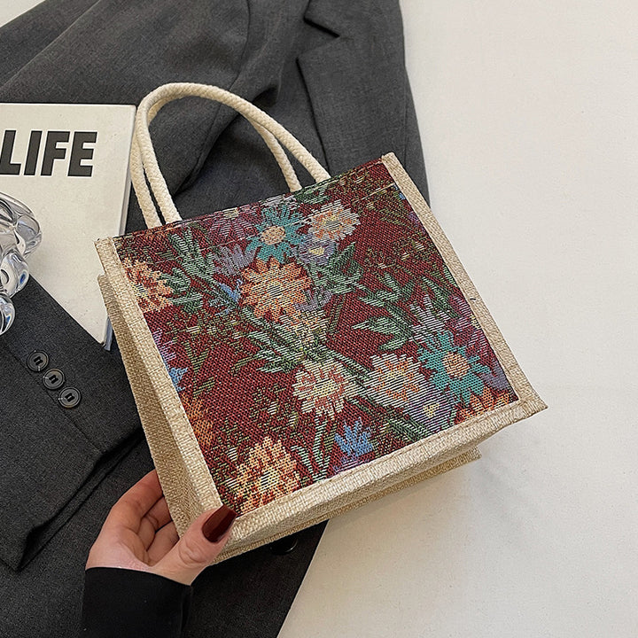Decorative Floral Print Tote Bag