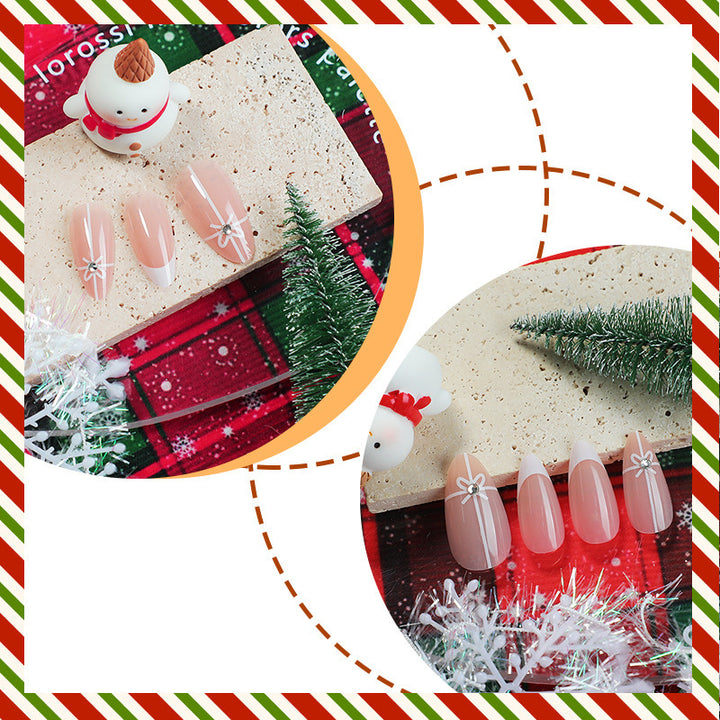 Art nail set with elegant bow and glitter decorations Stornfield