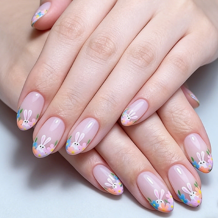 Artistic Floral Bunny Press-On Nails Stornfield