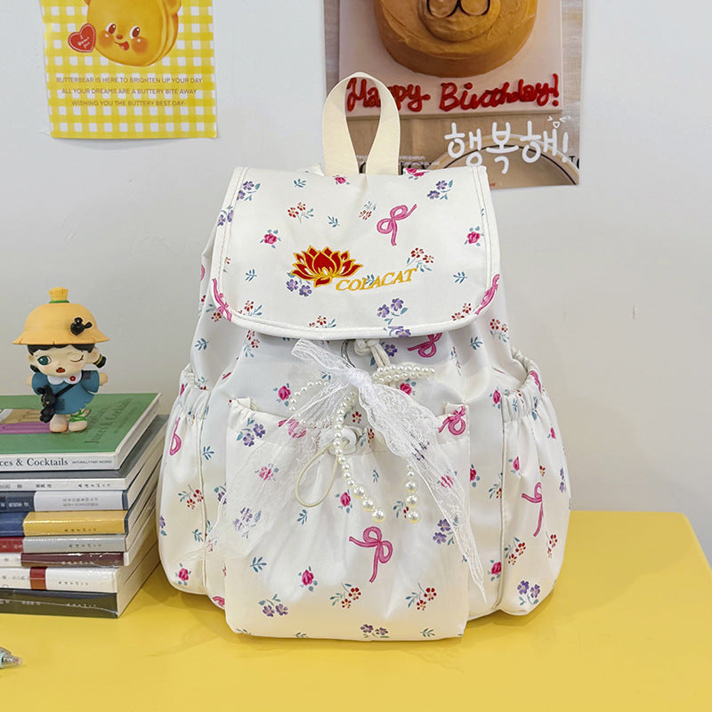 Floral-Embellished Drawstring Backpack Stornfield