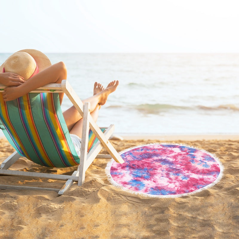 Ladies round beach blanket with fringes Stornfield