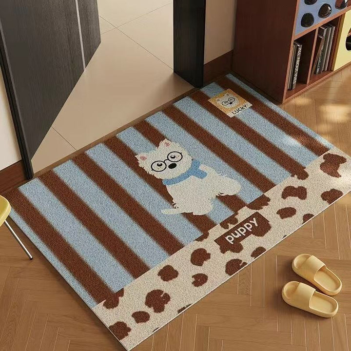 Playful Puppy-Themed Welcome Mat