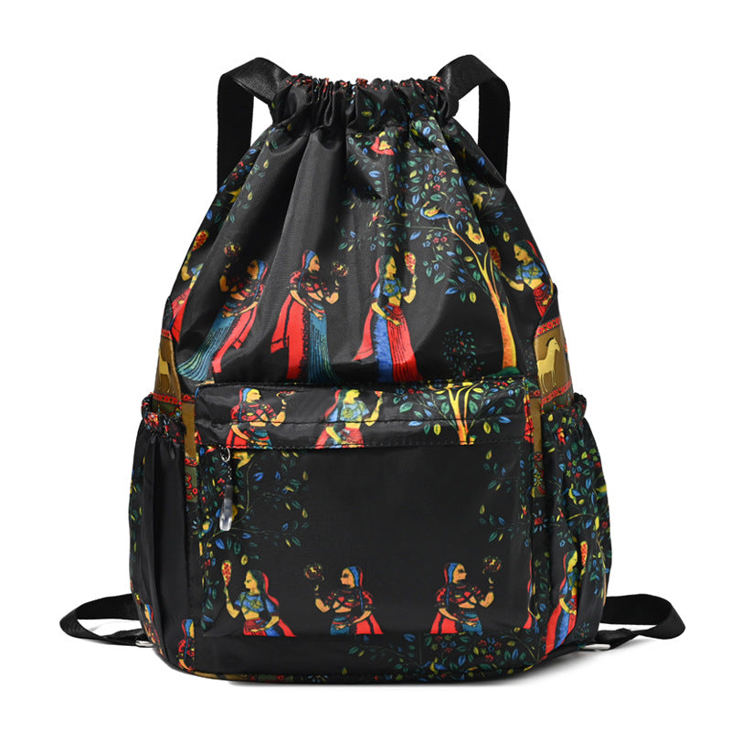Drawstring Elephant Print Backpack Stornfield