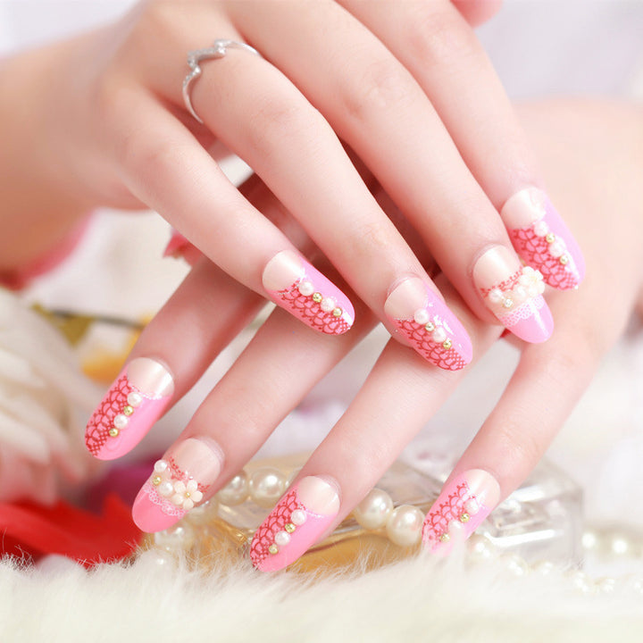 Artificial nails with elegant flower and rhinestone design Stornfield