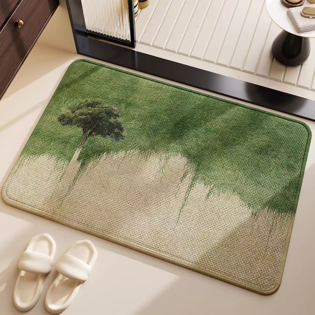 Artistic Ocean-Inspired Bath Mat for Bathroom