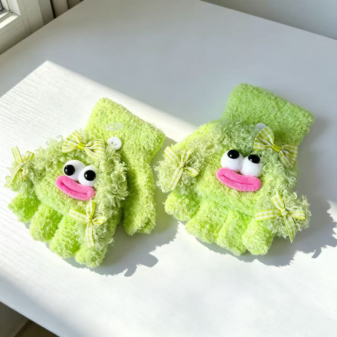 Cute Plush Character Fingerless Gloves Stornfield