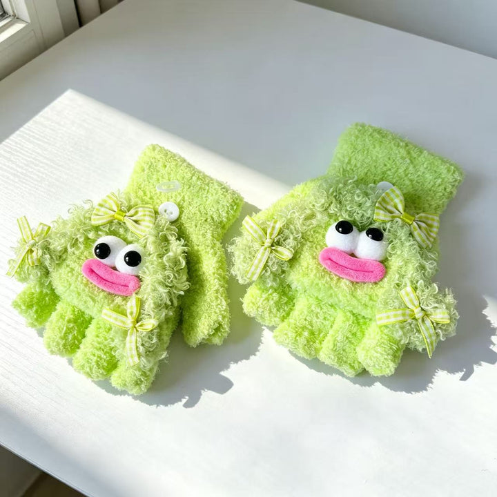 Cute Plush Character Fingerless Gloves Stornfield