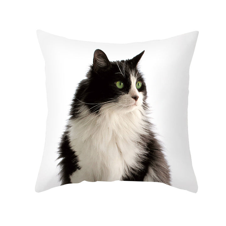 Photoreal Cat Portrait Square Pillow Cover with Concealed Zipper Linen-Blend