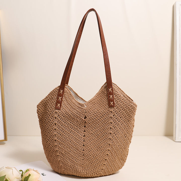 Handcrafted wicker bag with sturdy leather handles Stornfield