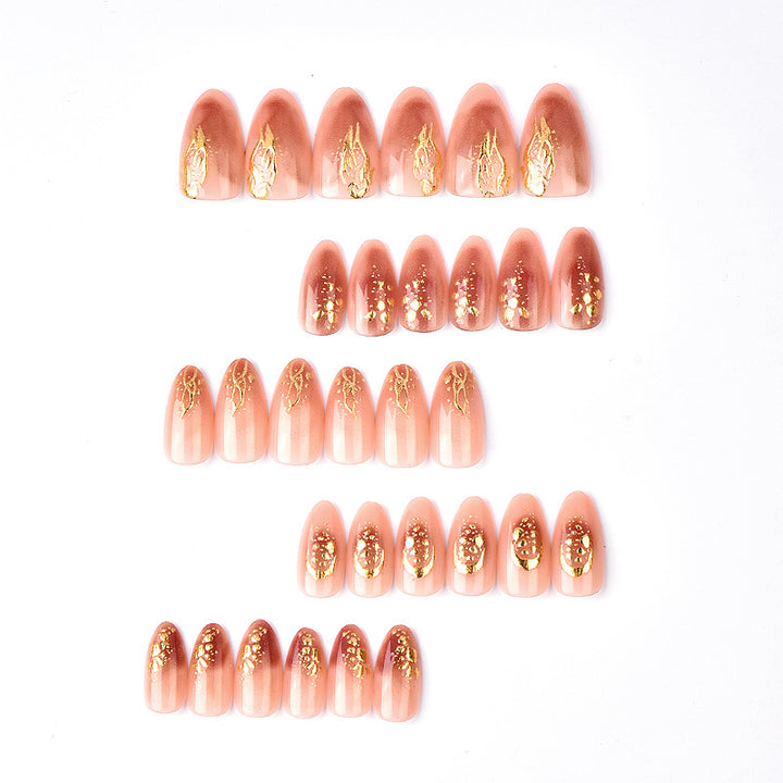 Elegant Gold-Accented Press-On Nail Art Set Stornfield