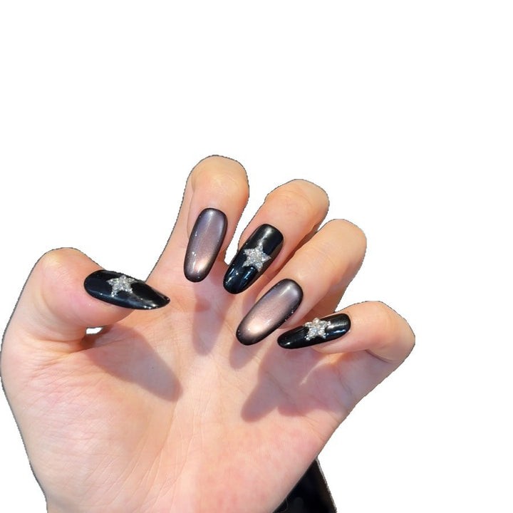 Glamorous Press-On Nail Enhancements with Rhinestone Accents Stornfield