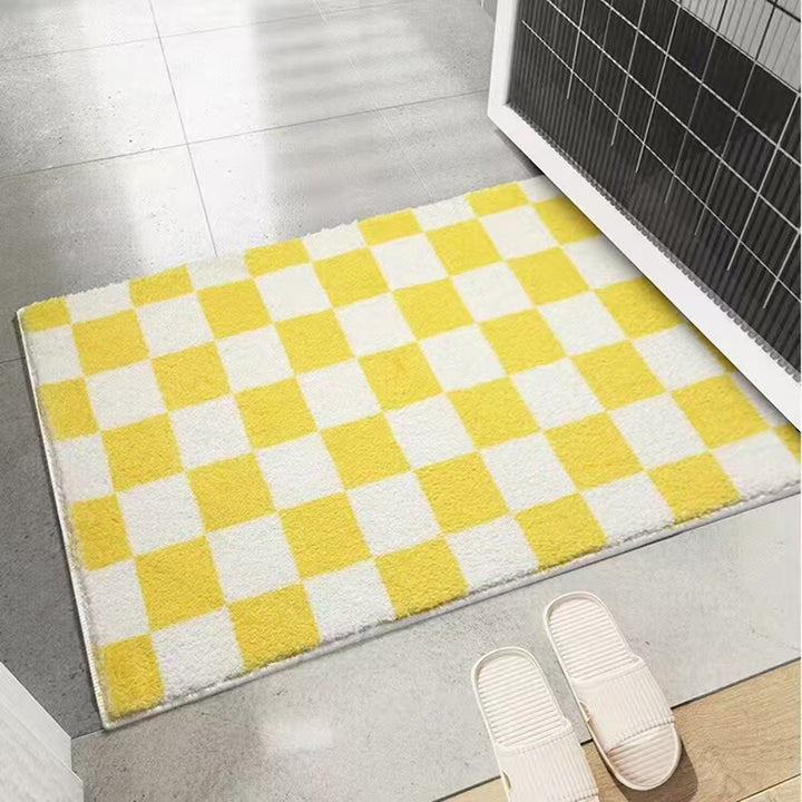 Checkerboard Patterned Bath Mat