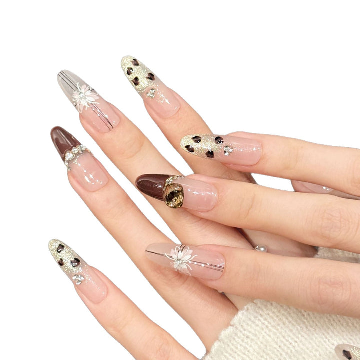 Artistic Jewel-Embellished Press-On Nail Set