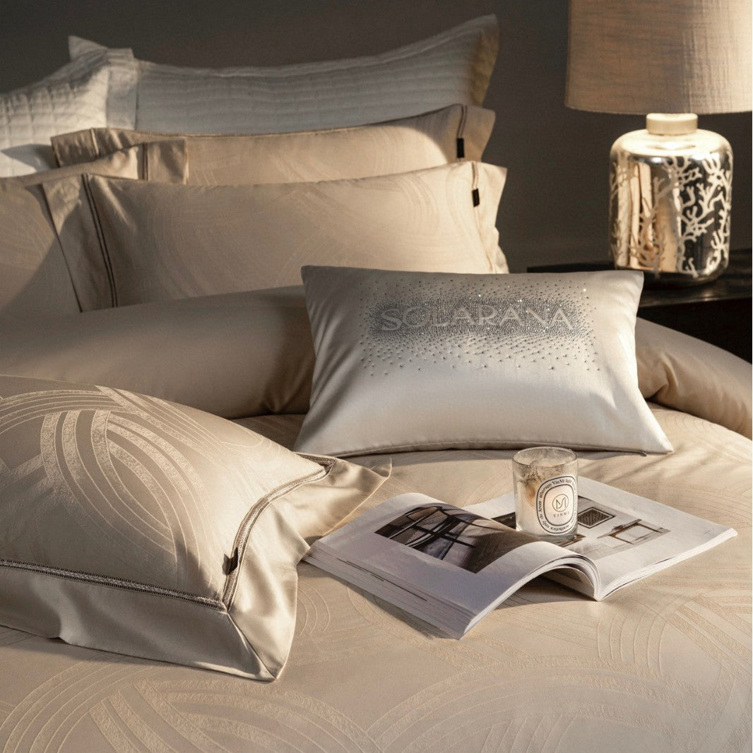 Luxury Jacquard Duvet Cover Set with Quilted Shams & Decorative Cushions