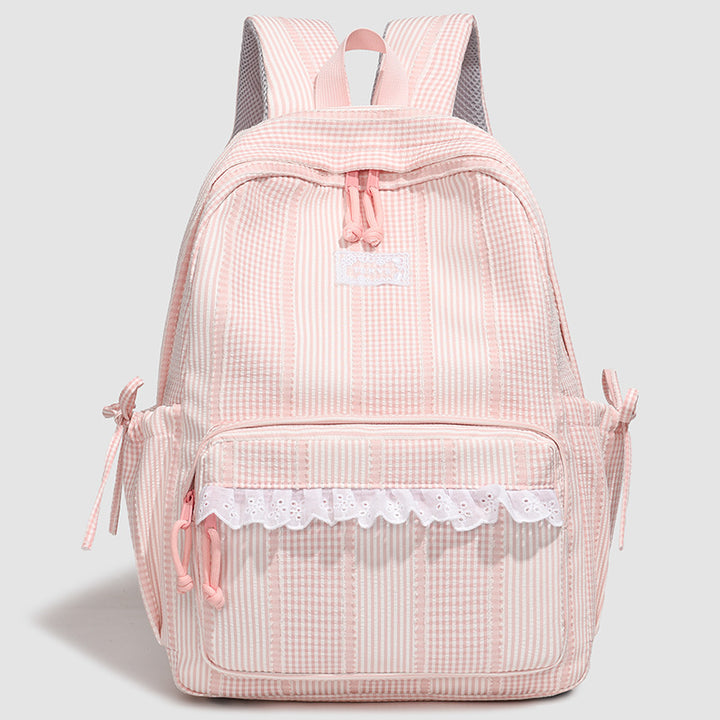 Stylish Striped Backpack with Lace Trim Stornfield