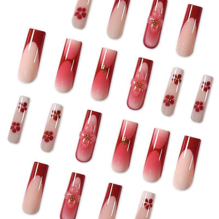 Elegant Floral Print Press-On Nail Set Stornfield