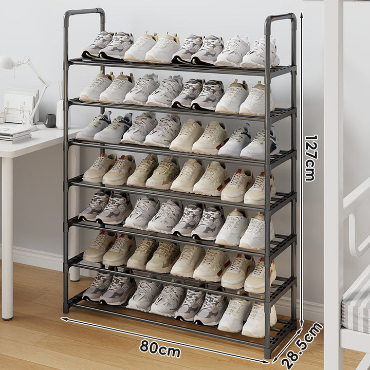 Tall Multi-Tier Metal Shoe Storage Rack with Adjustable Slatted Shelves
