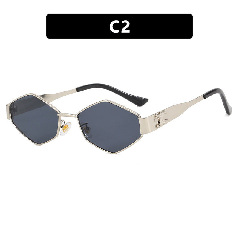 Women's hexagonal designer sunglasses with innovative metal frame Stornfield