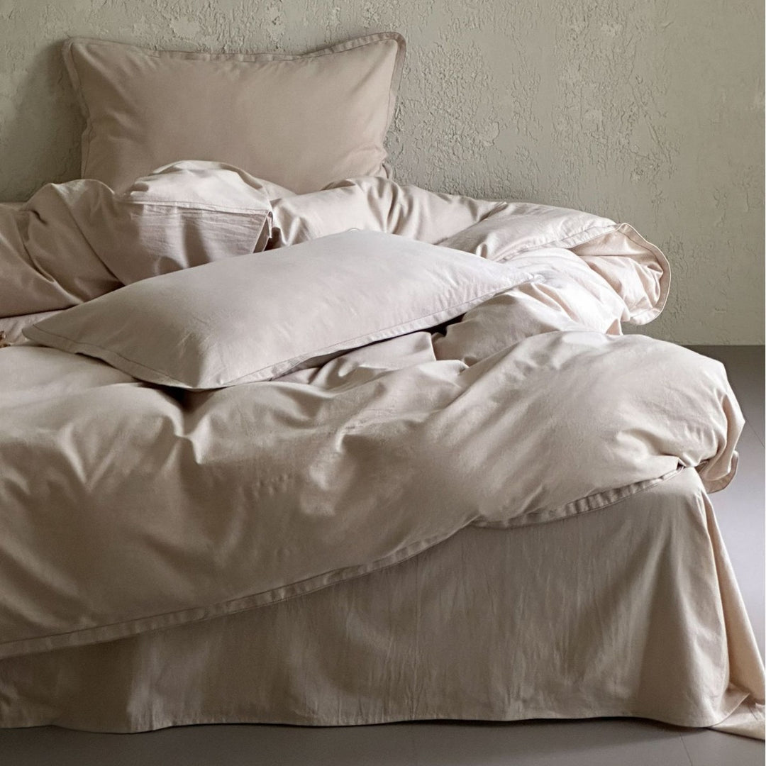 Ruffled Embroidered Cotton Duvet Cover Set with Pillow Shams
