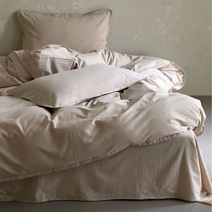 Ruffled Embroidered Cotton Duvet Cover Set with Pillow Shams