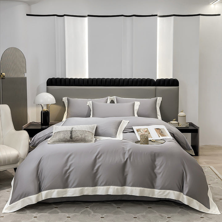 Luxury Brushed Microfiber Hotel-Feel Duvet Cover Set with Contrast Hem and Envelope Closure
