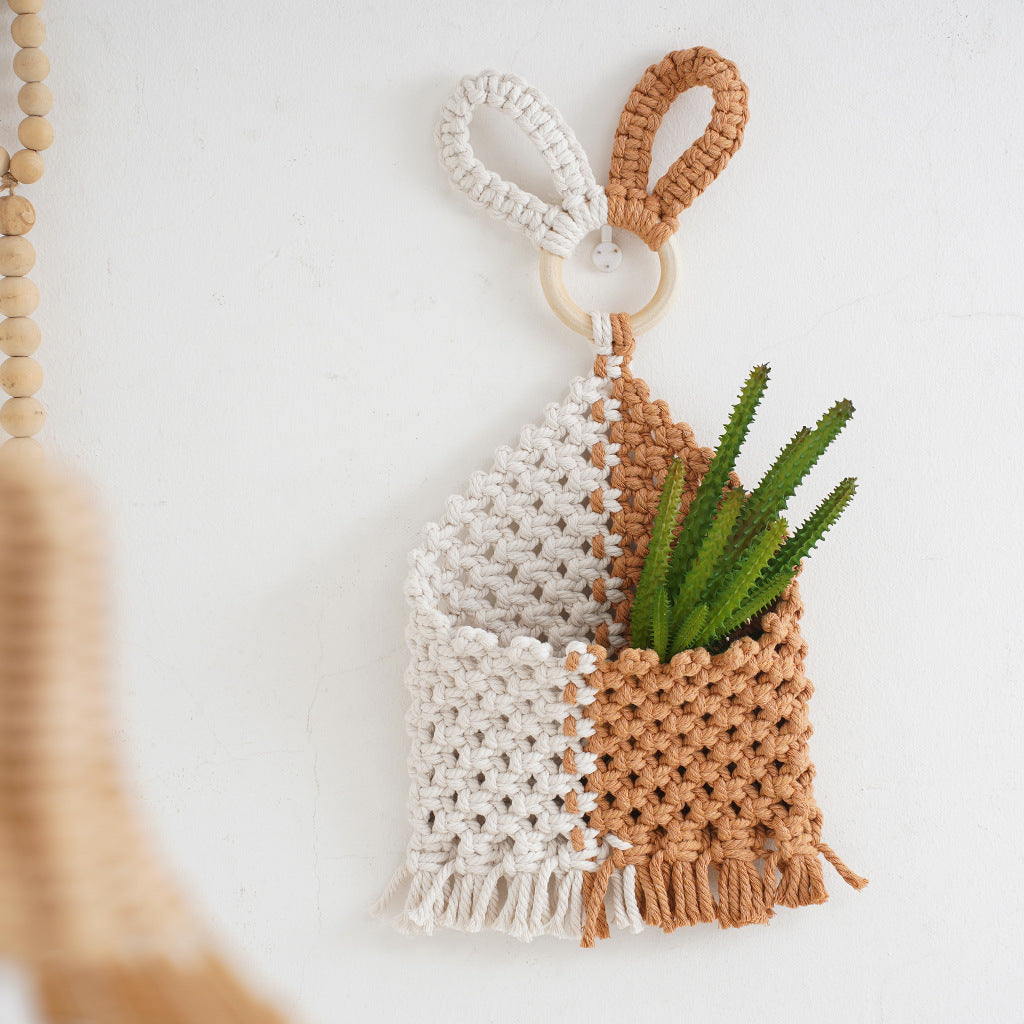 Decorative Macrame Storage Organizer with Rabbit Ears Stornfield