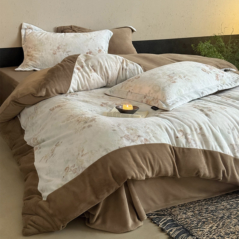 Watercolor Butterfly & Floral Brushed Microfiber Duvet Cover Set