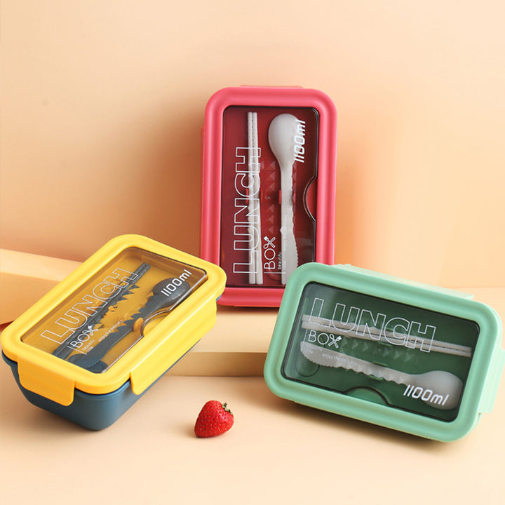 Multi-Compartment Lunch Storage Container with Utensils