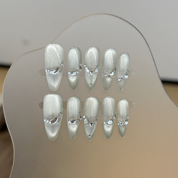 Decorative Crystal-Embellished Press-On Nails