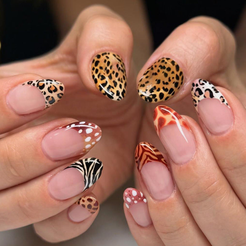 Acrylic nail set with elegant animal and geometric designs Stornfield
