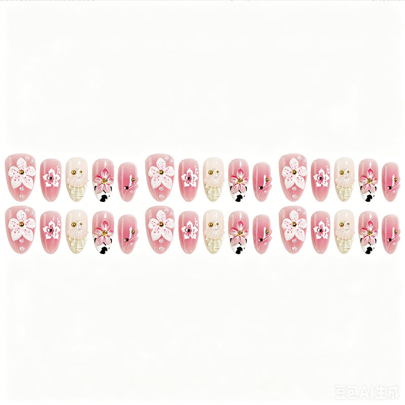 Luxurious artificial nails with floral decorations Stornfield