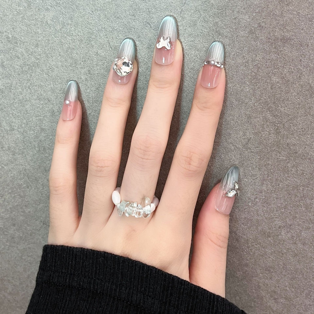 Elegant 3D-Embellished Press-On Nail Art Stornfield