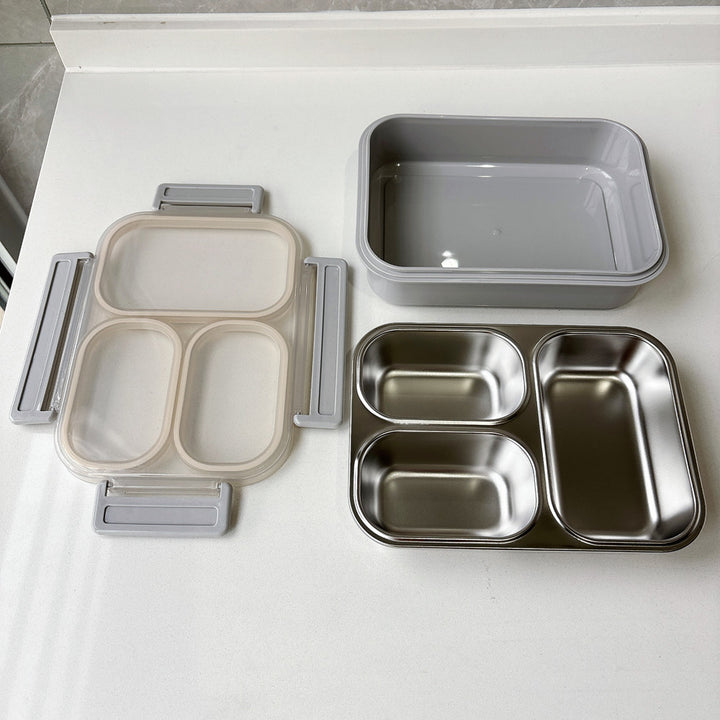Dual-Compartment Steel Food Storage Container