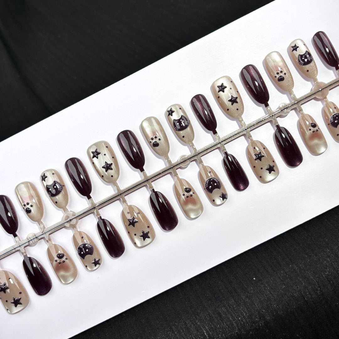 Decorative Press-On Nail Art Set with Whimsical Animal Designs