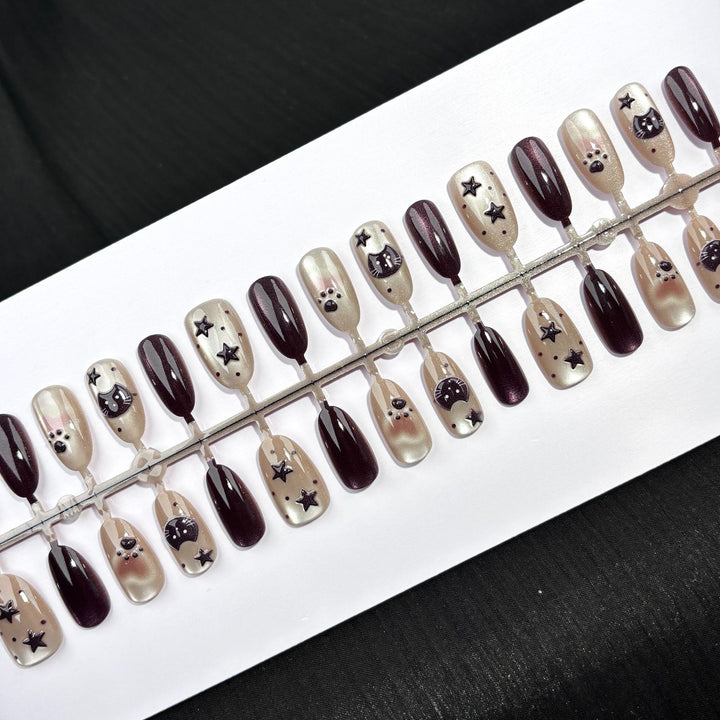 Decorative Press-On Nail Art Set with Whimsical Animal Designs