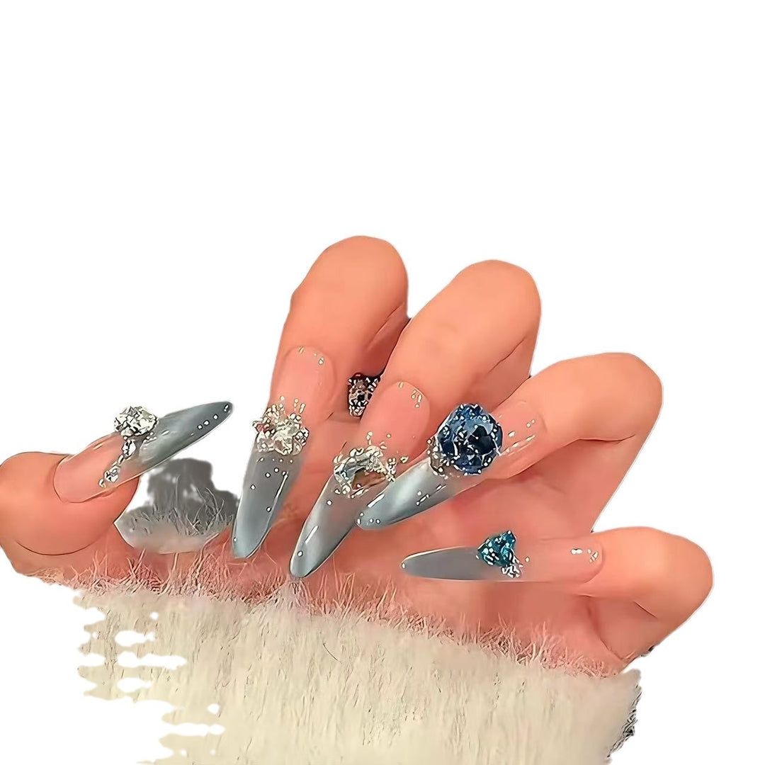 Stiletto Nail Art Extensions with Gemstone Accents