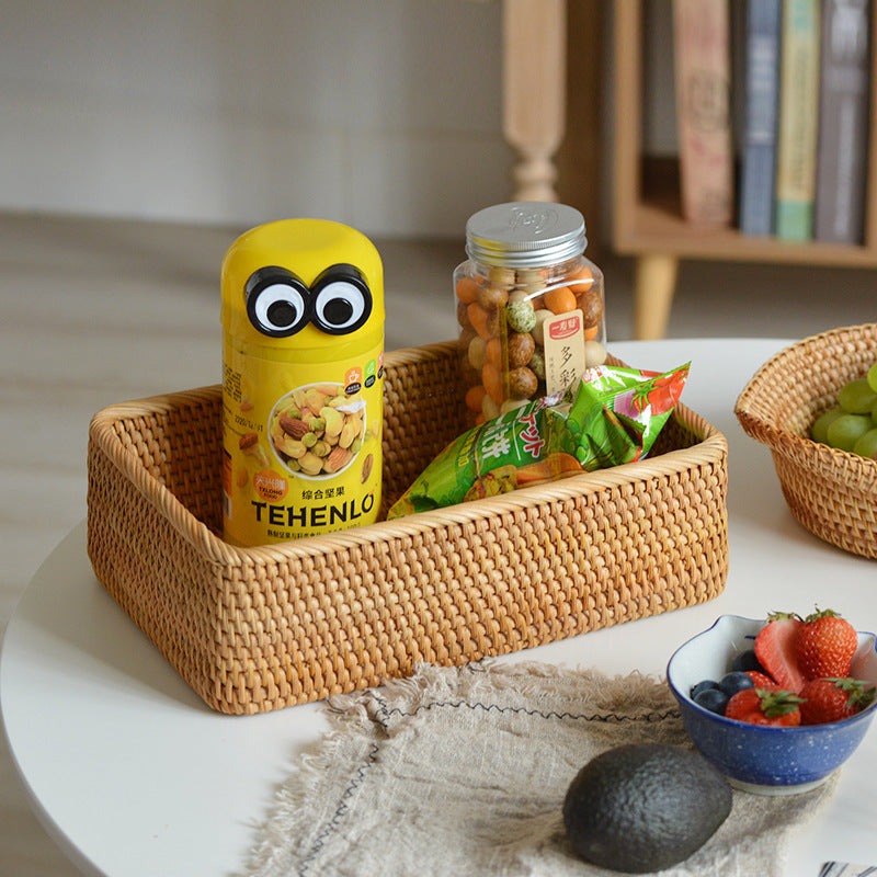 Women rectangular storage basket made of handwoven natural material Stornfield