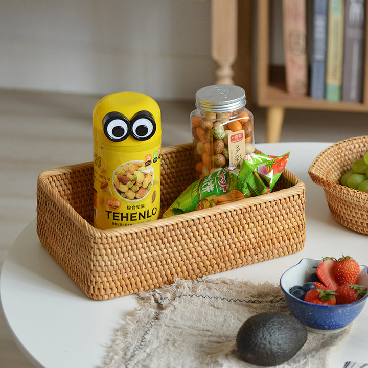 Women rectangular storage basket made of handwoven natural material Stornfield