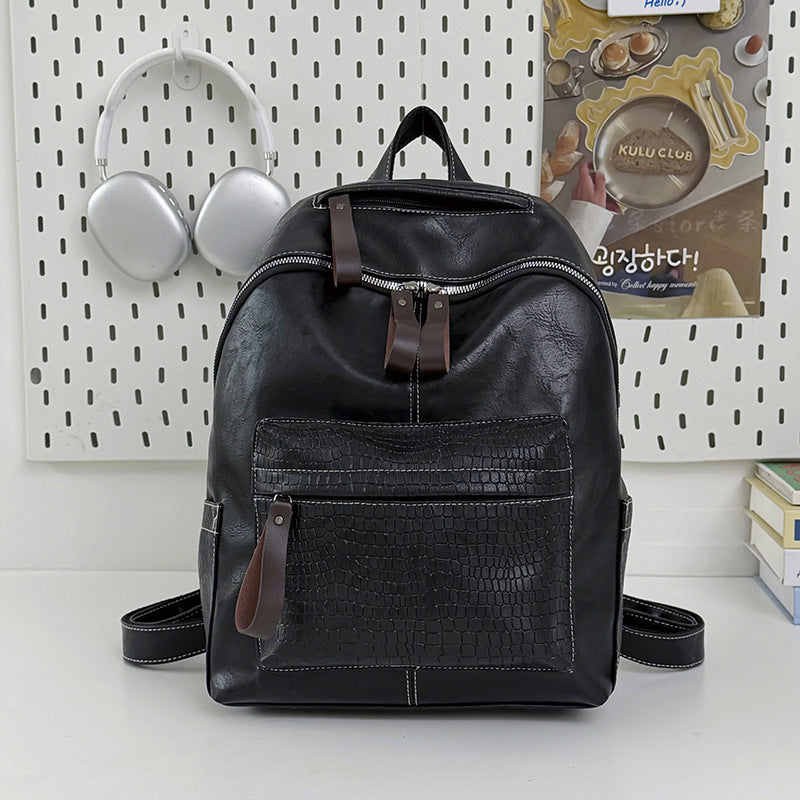 Stylish Crocodile-Patterned Leather Backpack Stornfield