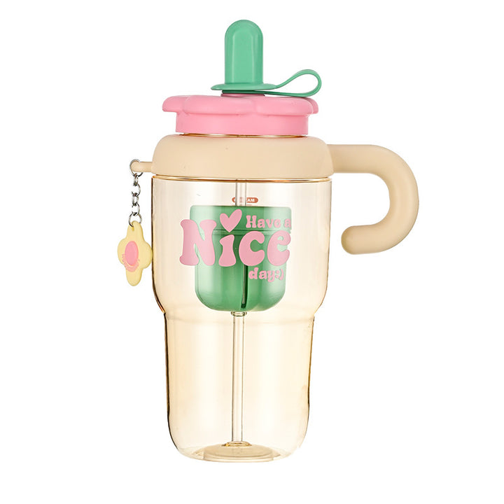 Unisex drinking cup with integrated straw and spill protection Stornfield