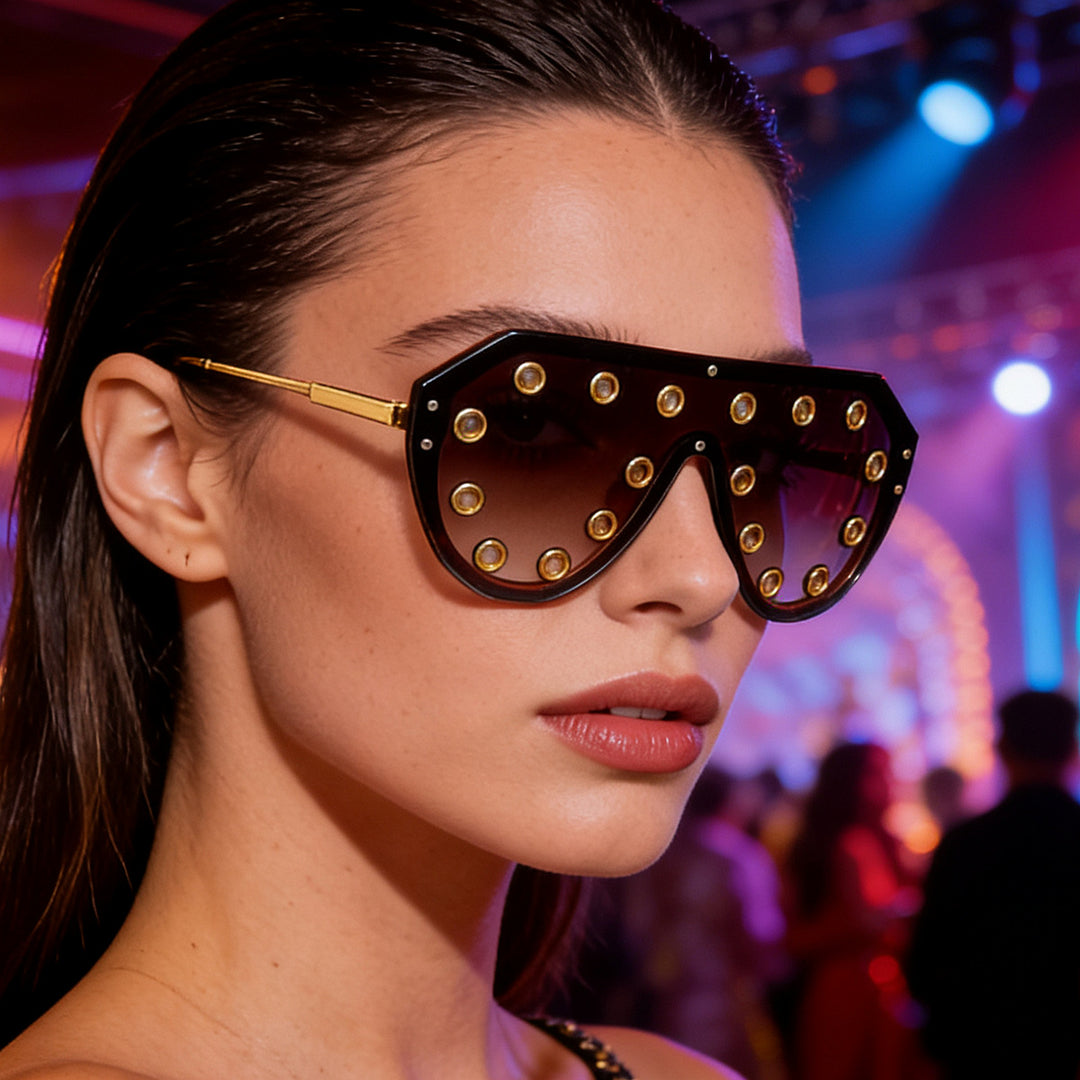 Women's statement sunglasses in futuristic design with decorative elements Stornfield