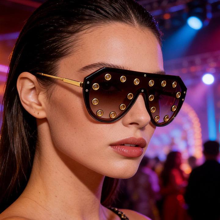 Women's statement sunglasses in futuristic design with decorative elements Stornfield