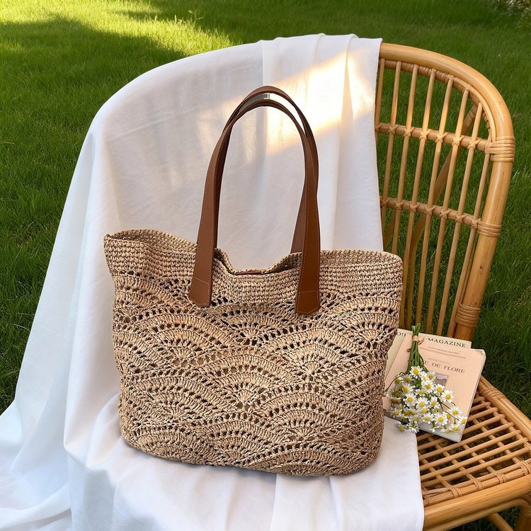 Macrame Shopping Bag with Elegant Leather Handles Stornfield